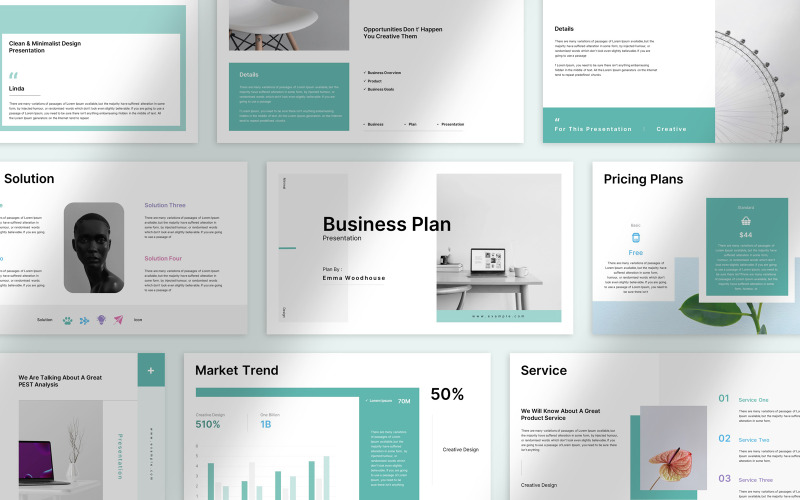 Simple Business Plan Presentation PowerPoint Template