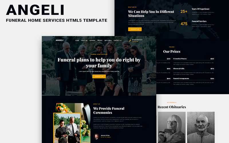 Angeli - Funeral Home Services HTML5 Template Landing Page Template