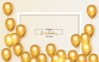 Birthday frame with Realistic golden balloon set
