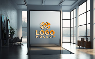 Glass Wall Mockup | Glass Wall Building Mockup | Logo Mockup