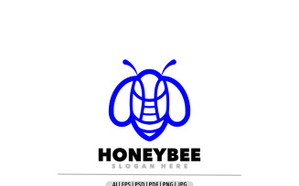 Honeybee line art design template logo
