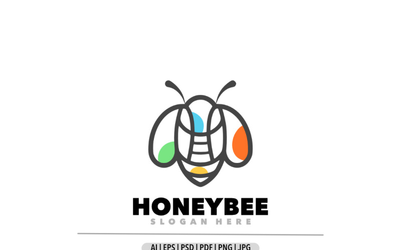 Honeybee line art simple logo Logo Template