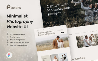 Pixelens – Photography Website Design UI Template