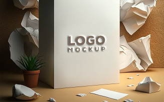 Sing Logo Mockup | 3D Box Mockup | Logo Mockup | geometric background