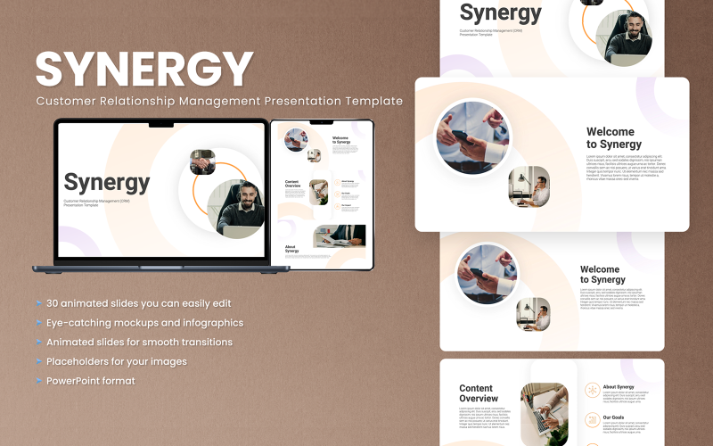 Synergy Animated Customer Relationship Management (CRM) PowerPoint Template