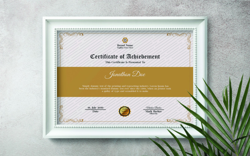 Certificate of Achievement Horizontal template. Certificate Template
