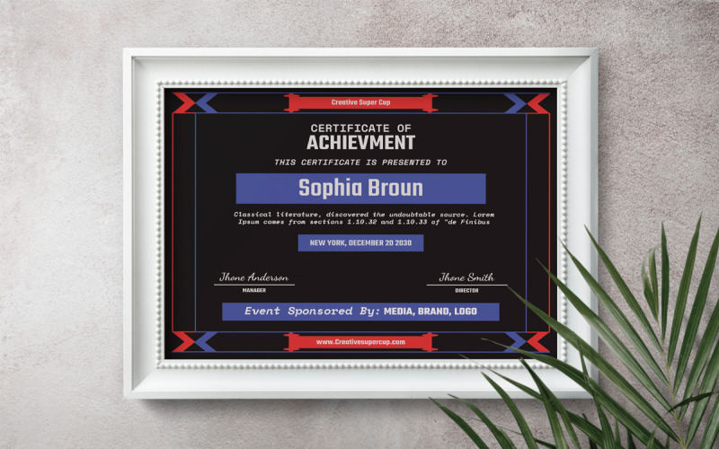Creative Sports Certificate of achievement template Certificate Template