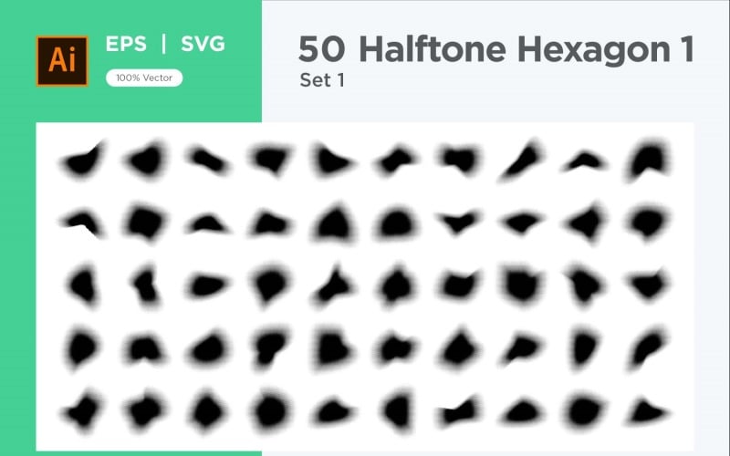 Hexagon shape halftone background V1 -50-1 Vector Graphic