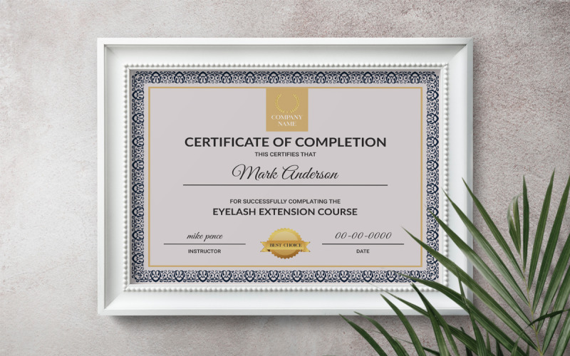 Simple and Pattern Style completion Certificate Certificate Template