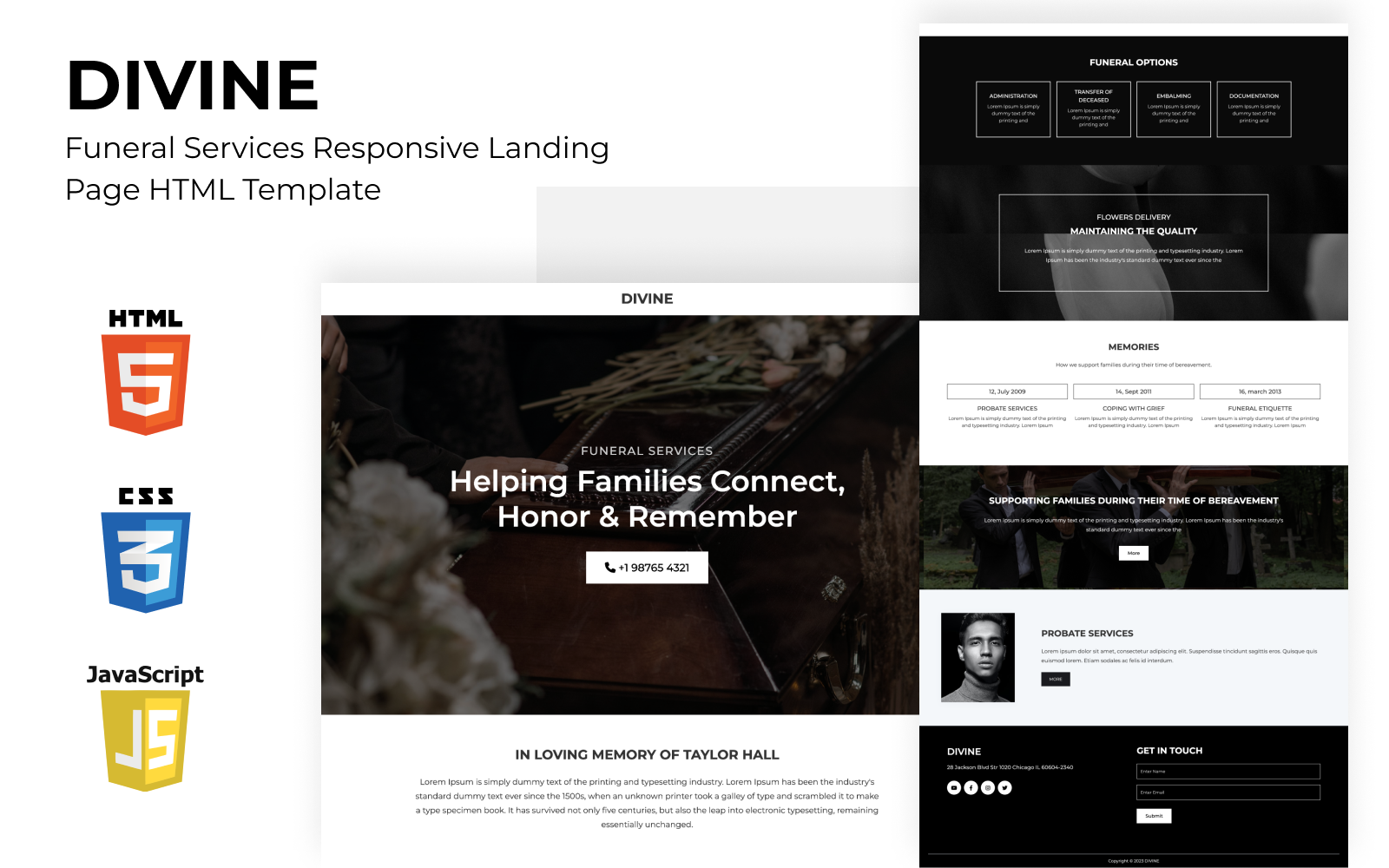 Funeral Services Responsive Landing Page HTML Template