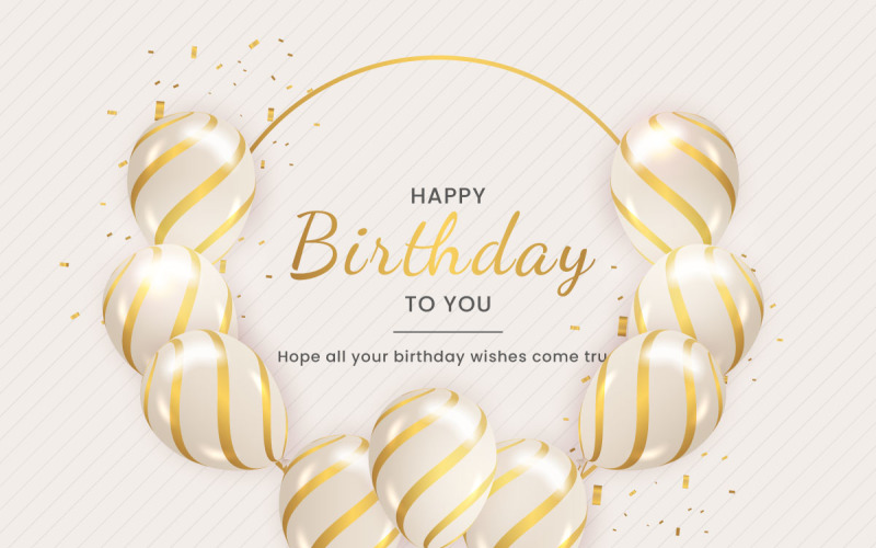 Birthday balloons banner design Happy birthday greeting text with elegant balloon Illustration