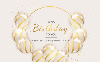 Birthday balloons banner design Happy birthday greeting text with elegant balloon