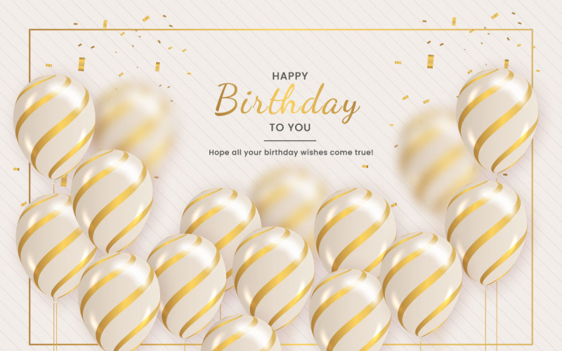 Birthday balloons banner design Happy birthday greeting text Illustration
