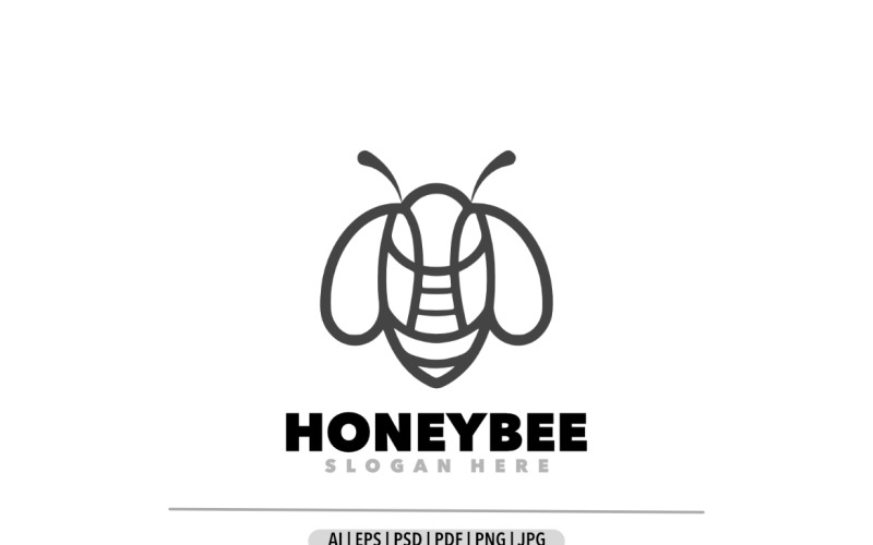 Honeybee line art design mascot logo Logo Template