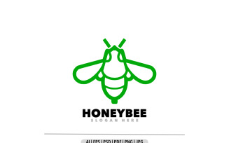 Honeybee line art green simple logo