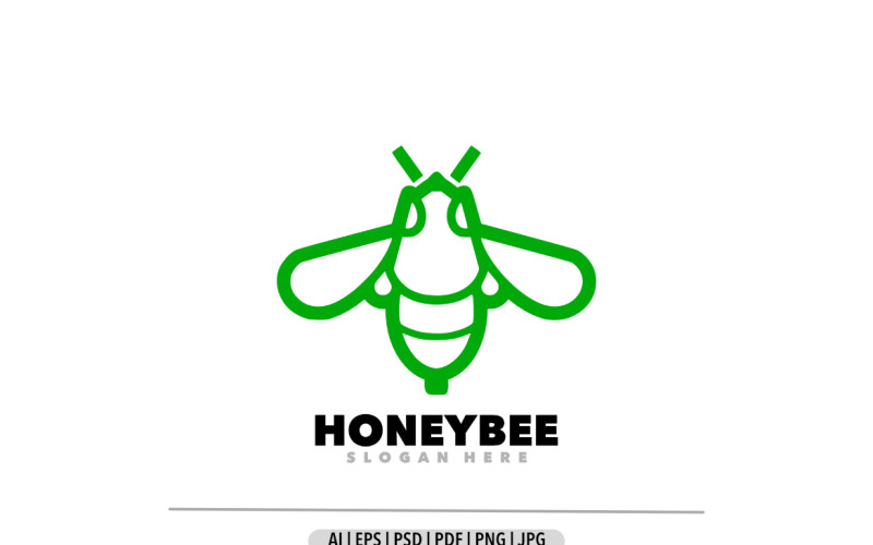Honeybee line art green simple logo Logo Template