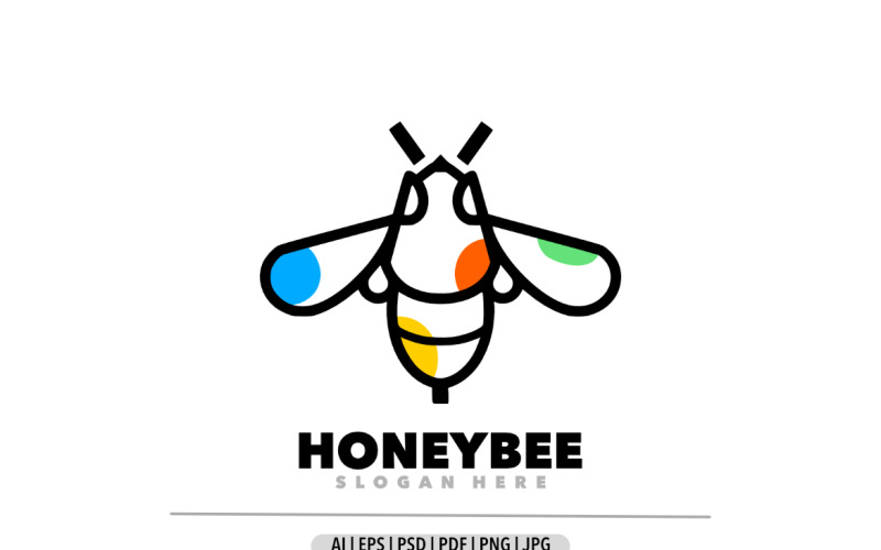 Honeybee line art outline design logo Logo Template