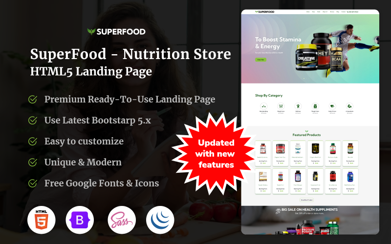 SuperFood - Nutrition Store HTML5 Landing Page Landing Page Template