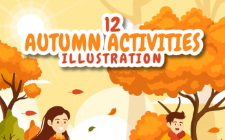 12 Autumn Activity Vector Illustration