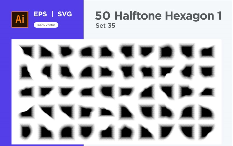 Hexagon shape halftone background V1 -50-35 Vector Graphic