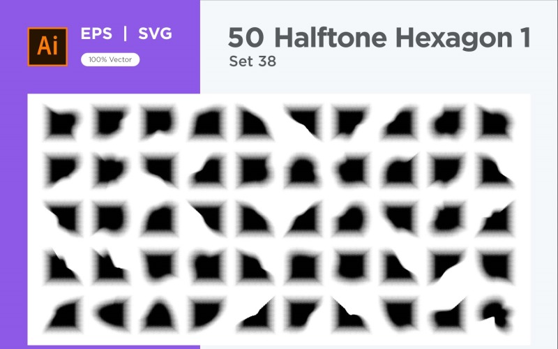 Hexagon shape halftone background V1 -50-38 Vector Graphic