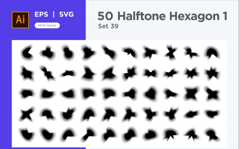 Hexagon shape halftone background V1 -50-39 Vector Graphic