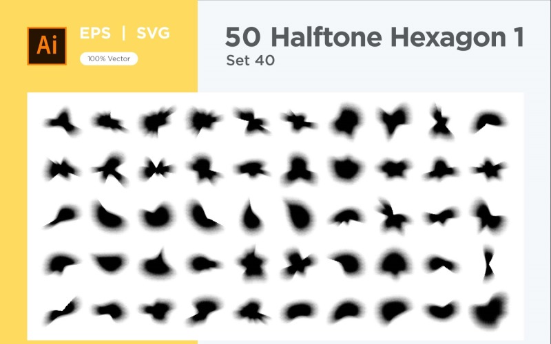Hexagon shape halftone background V1 -50-40 Vector Graphic