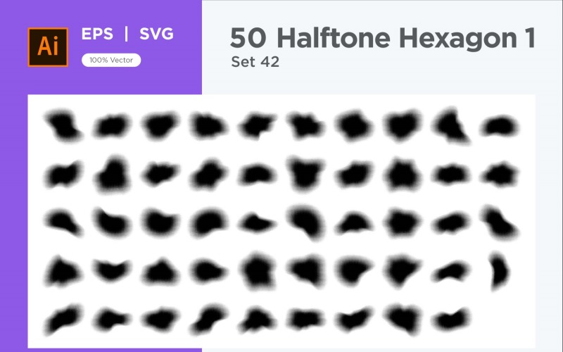 Hexagon shape halftone background V1 -50-42 Vector Graphic
