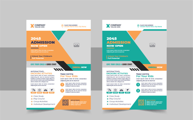 Modern School Admissions Flyer Design Template Layout vector Corporate Identity