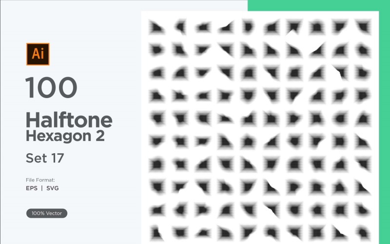 Hexagon shape halftone background V2 -100-17 Vector Graphic