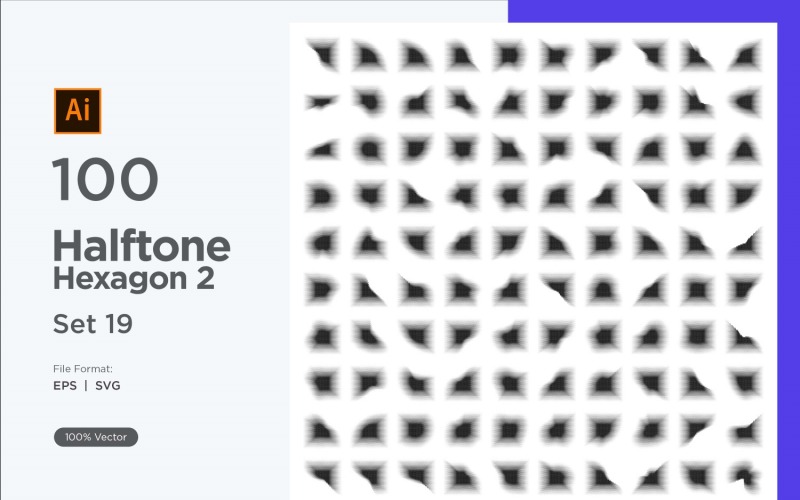 Hexagon shape halftone background V2 -100-19 Vector Graphic