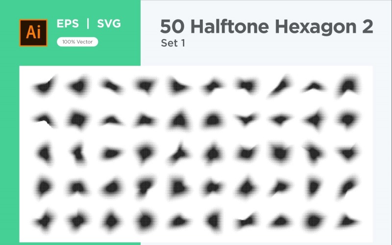 Hexagon shape halftone background V2-50-01 Vector Graphic