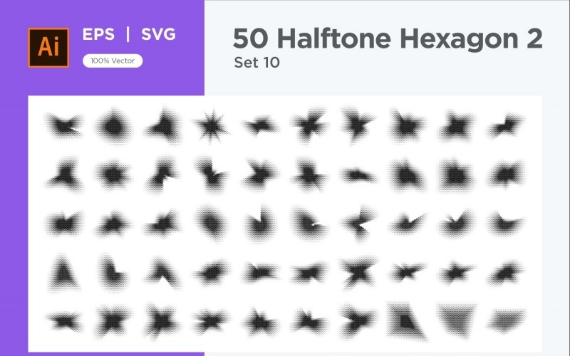 Hexagon shape halftone background V2-50-10 Vector Graphic