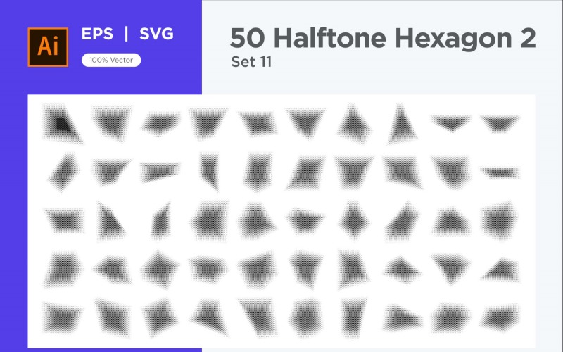 Hexagon shape halftone background V2-50-11 Vector Graphic