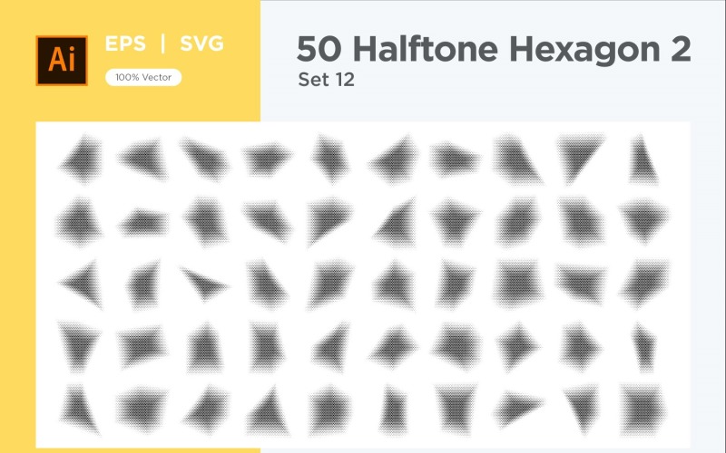 Hexagon shape halftone background V2-50-12 Vector Graphic