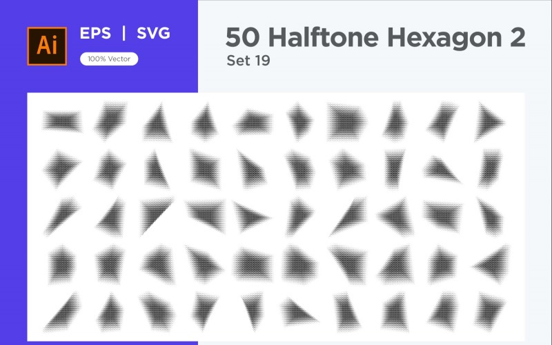 Hexagon shape halftone background V2-50-19 Vector Graphic