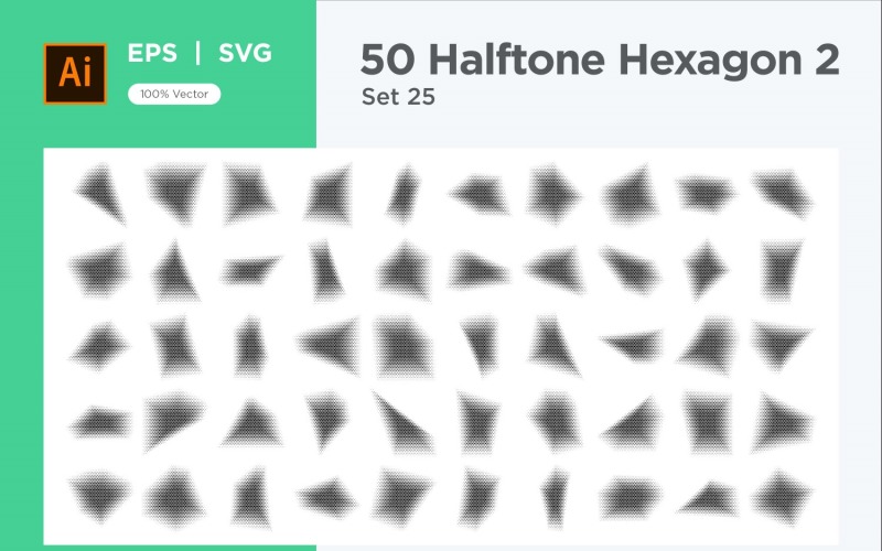 Hexagon shape halftone background V2-50-25 Vector Graphic