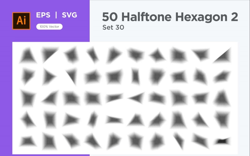 Hexagon shape halftone background V2-50-30 Vector Graphic