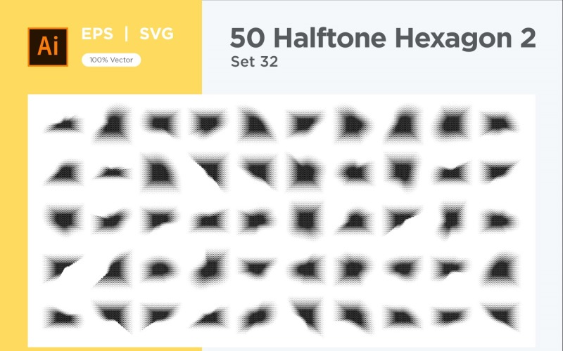 Hexagon shape halftone background V2-50-32 Vector Graphic