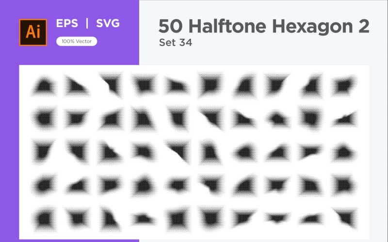 Hexagon shape halftone background V2-50-34 Vector Graphic