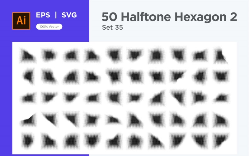 Hexagon shape halftone background V2-50-35 Vector Graphic