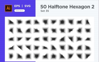 Hexagon shape halftone background V2-50-35