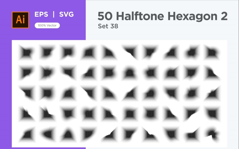 Hexagon shape halftone background V2-50-38 Vector Graphic
