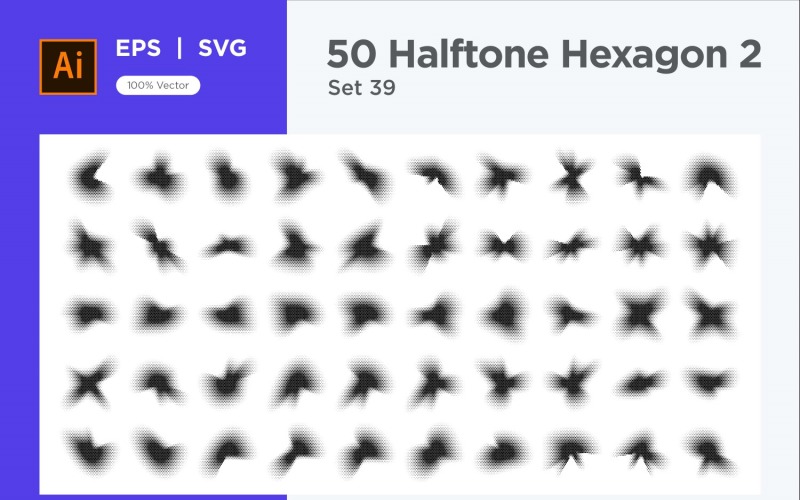 Hexagon shape halftone background V2-50-39 Vector Graphic