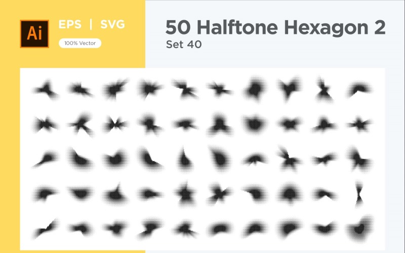Hexagon shape halftone background V2-50-40 Vector Graphic