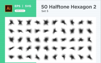 Hexagon shape halftone background V2-50-5