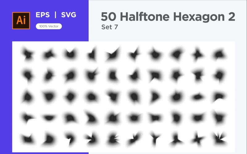 Hexagon shape halftone background V2-50-7 Vector Graphic