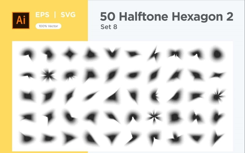 Hexagon shape halftone background V2-50-8 Vector Graphic