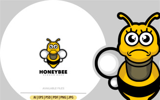 Honeybee cartoon mascot logo simple design