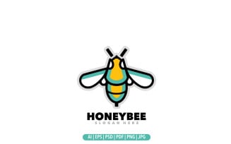 Honeybee honeycomb logo simple design
